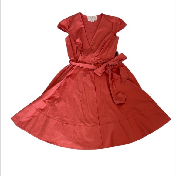 Gal Meets Glam Collection size 6 coral belted wrap dress - Picture 1 of 10